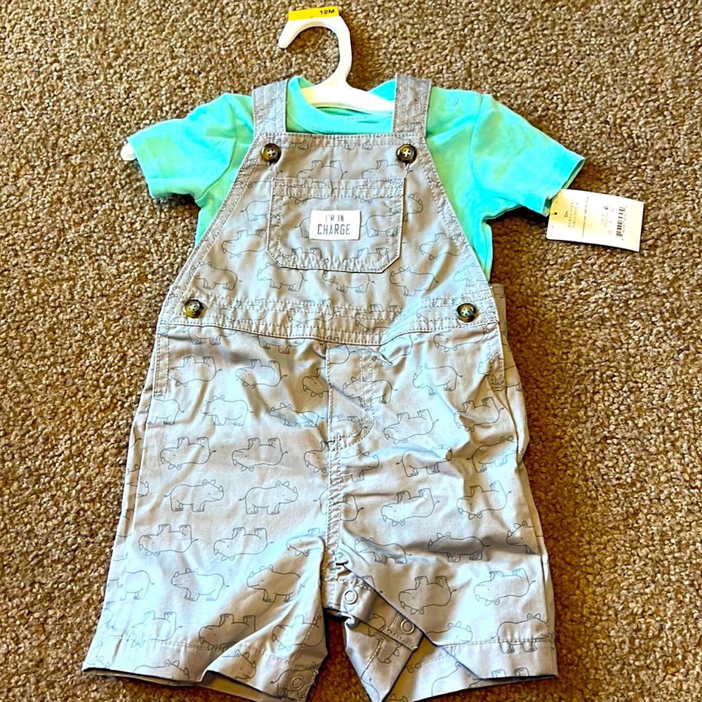 Carter’s Rhino Overall set.  BNWT.  12 month